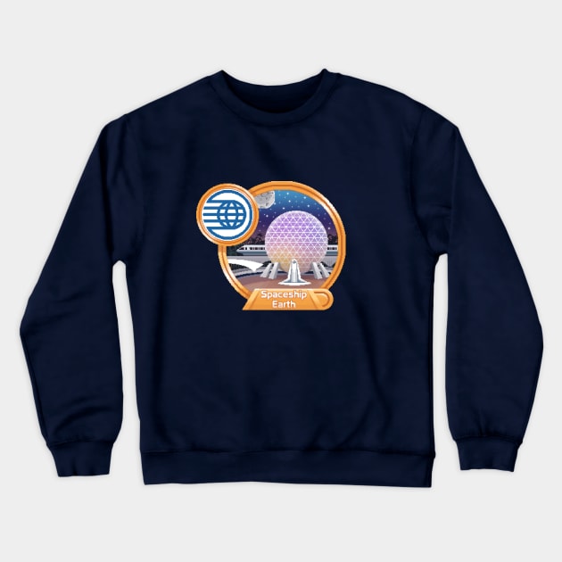 Spaceship Earth Pixel Art Crewneck Sweatshirt by retrocot